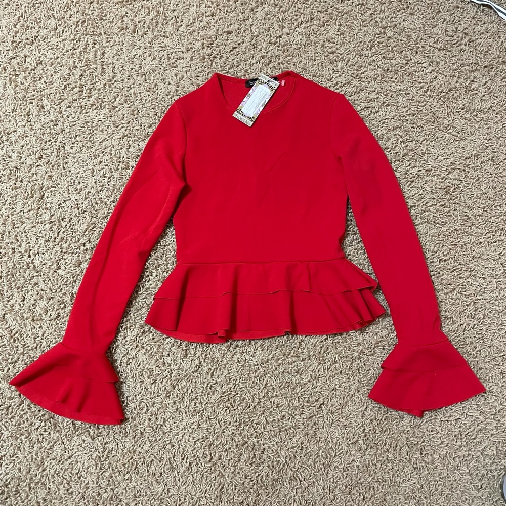 Red Long Sleeve Blouse